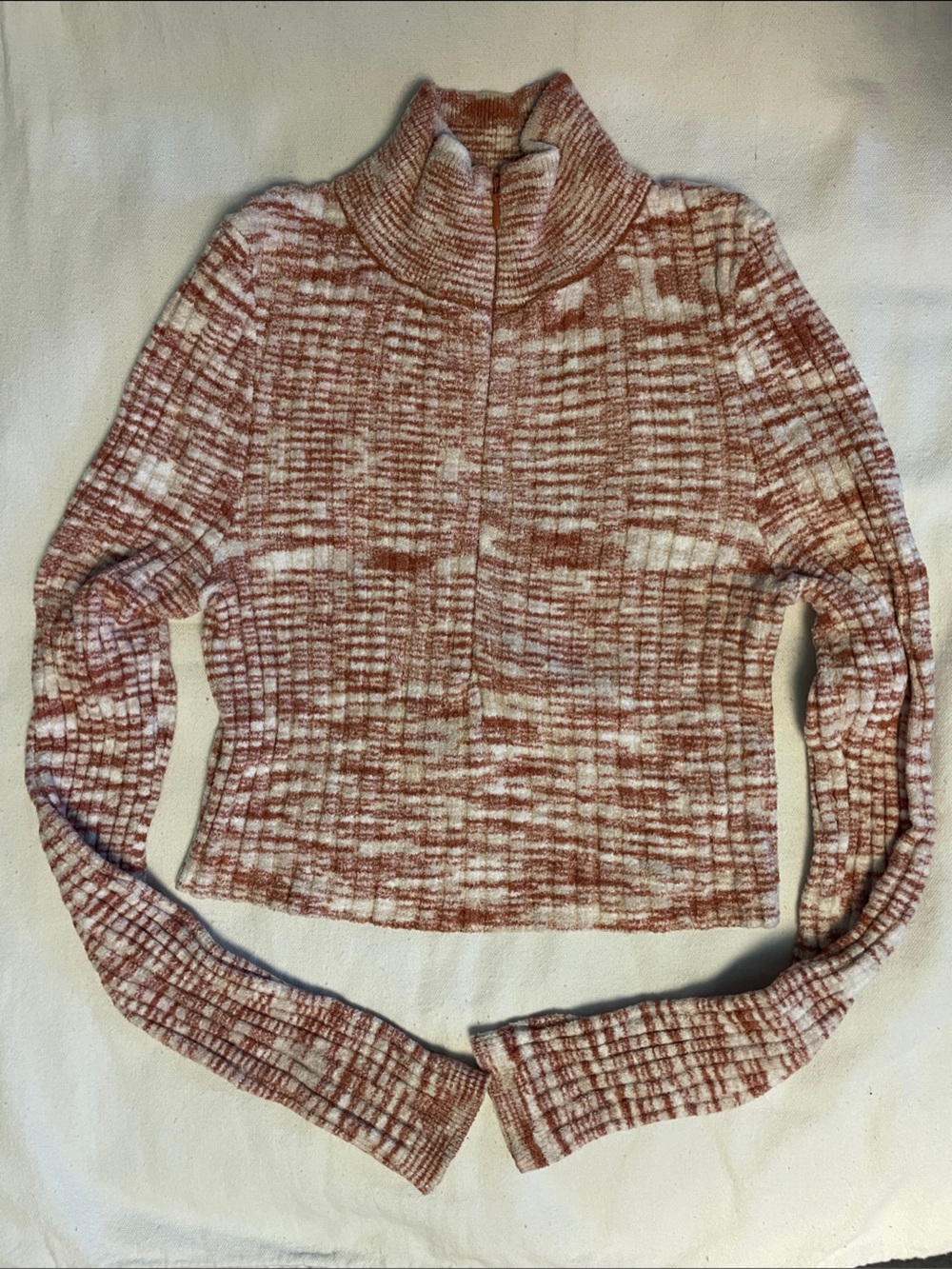 Urban Outfitters Marled Rust and Cream Turtleneck Sweater